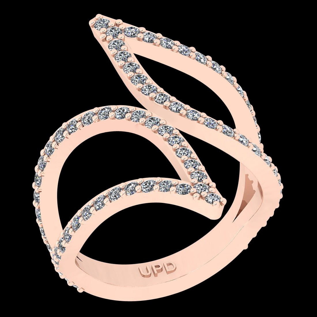 1.09 Ctw i2/i3 Diamond 14K Rose Gold Eternity Bypass Ring: Center Diamond Weight : 1.09 Ctw (Round Cut) Center Diamond Color :- J-K Center Clarity : i2/i3 Stone Setting : Prong Metal Weight : Approx 4.00 Gram 14K Rose Gold Eternity Bypass Ring Current Ring Si