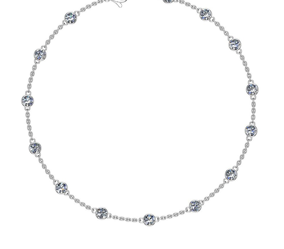 1.20 Ctw SI2/I1 Diamond 14K White Gold Station Necklace