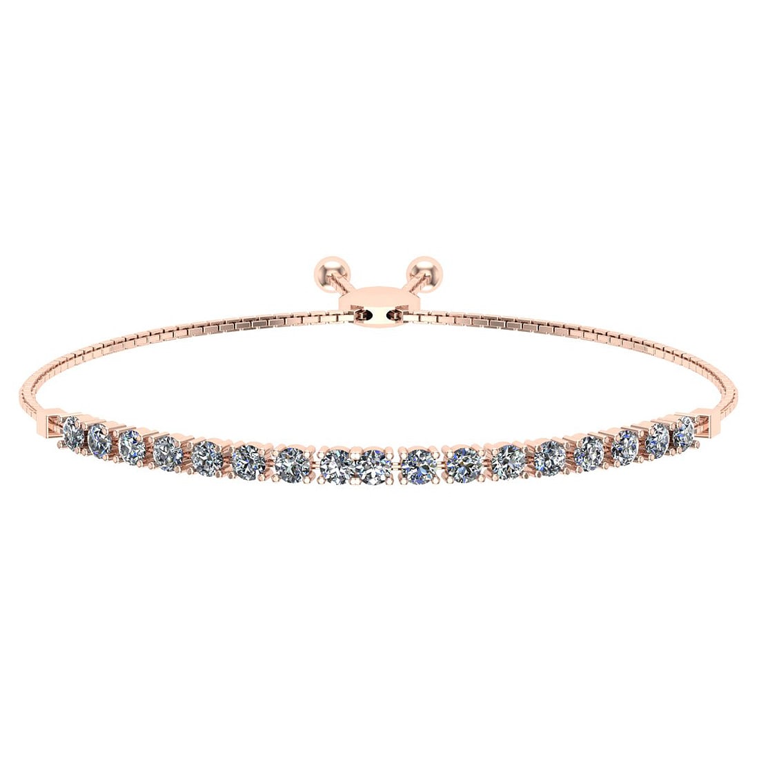 0.52 Ctw SI2/I1 Diamond Prong Set 14K Rose Gold Slide Bracelet
