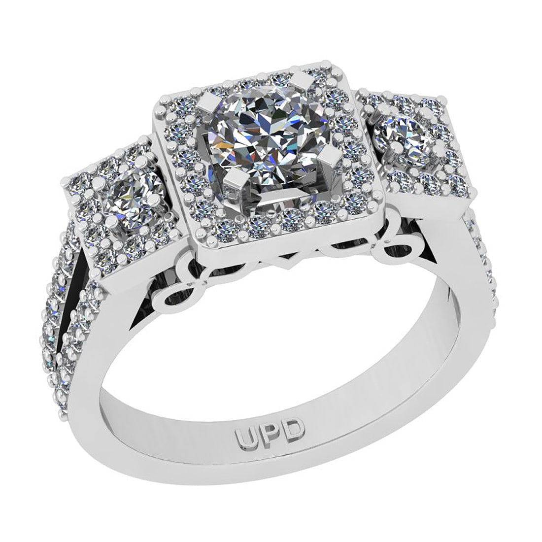 1.47 Ctw SI2/I1 Gia Certified Center Diamond 14K White Gold three Stone Rin: Center Diamond Weight : 0.60 Ctw ( Round Cut GIA Certified ) Center Diamond Color :-J-K Center Stone Setting : Prong Center Clarity : SI2/I1 Side Stone Weight Of Ctw 0.87 Ctw Side Stone Color : J-K