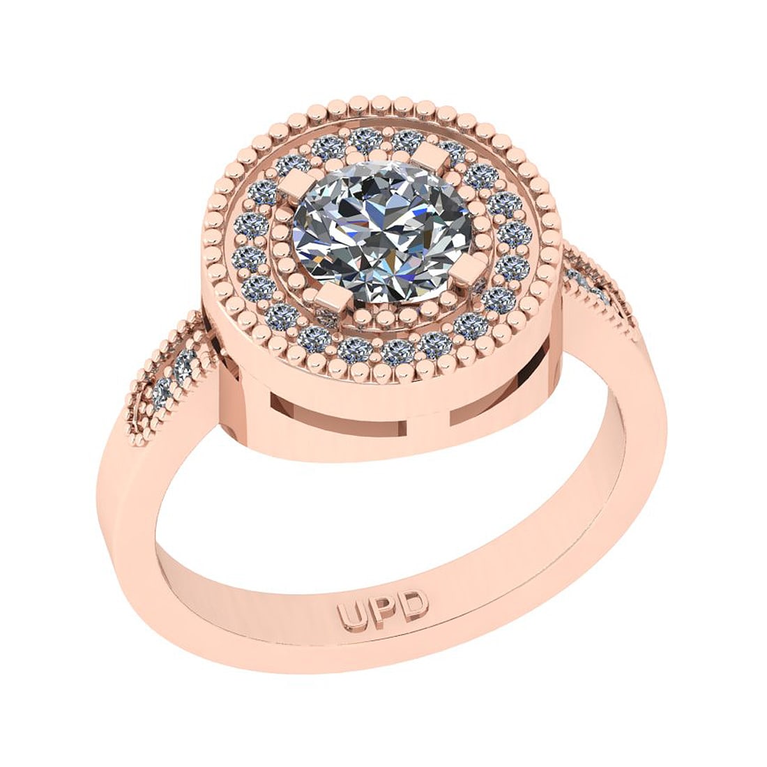 1.12 Ctw SI2/I1 Gia Certified Center Diamond 14K Rose Gold Wedding Halo Rin