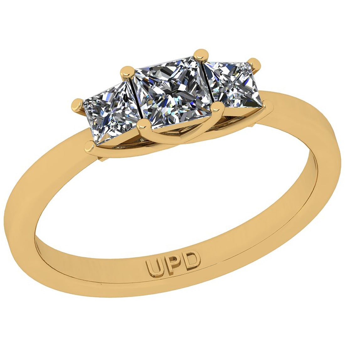 1.00 Ctw SI2/I1 Gia Certified Center Diamond 14K Yellow Gold three Stone Ri