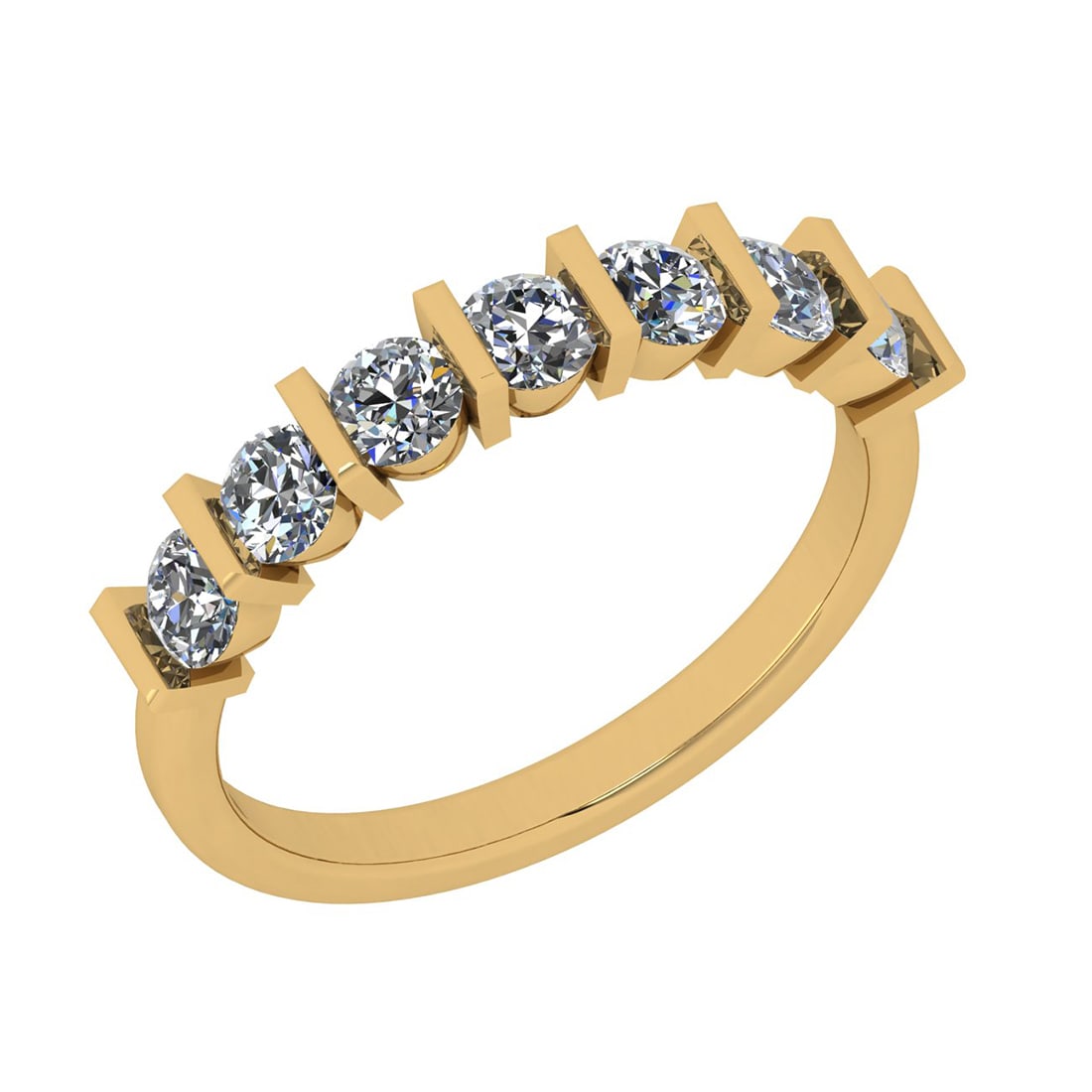0.70 Ctw Diamond 14k Yellow Gold Eternity Band Ring: Center Diamond Weight : 0.70 Ctw (Round Cut ) Center Diamond Color : J-K Stone Setting : Prong Center Stone Clarity : SI2/I1 Metal Weight : Approx 2.60 Gram 14k Yellow Gold Eternity Band Ring Current 