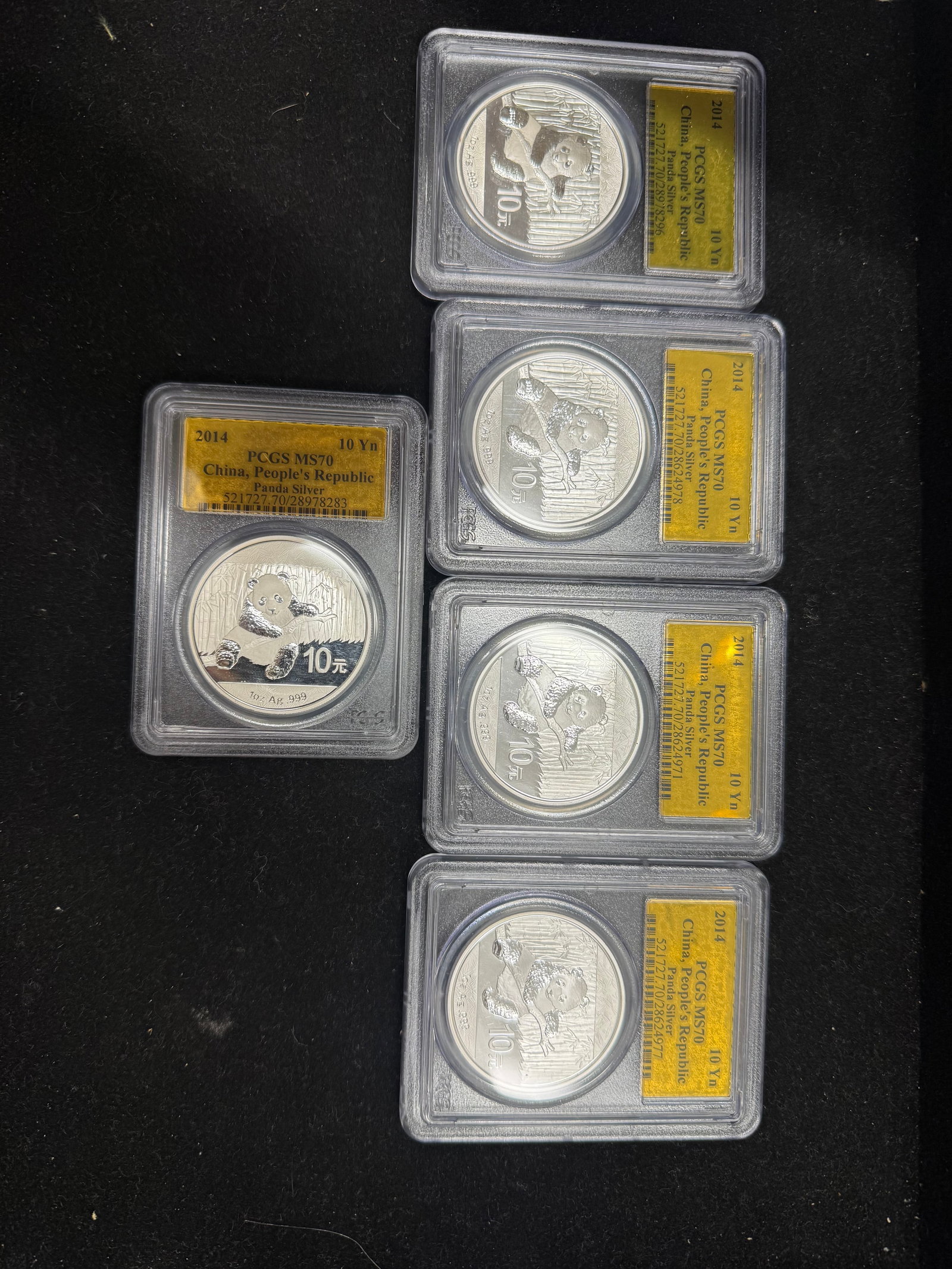 2014 PCGS Certified MS70 1 Ounce Pure Silver Coin Gold Foil Label