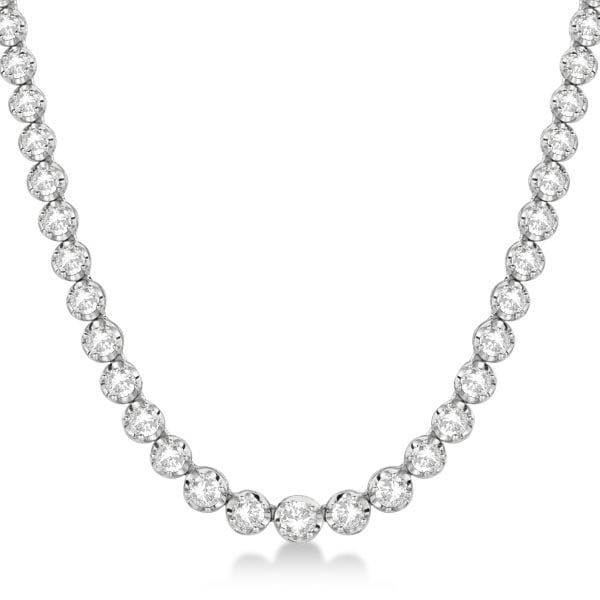 Eternity Diamond Tennis Necklace 14k White Gold (10.35ct): METAL TYPE: 14k White Gold ;TOTAL CARAT WEIGHT: 10.35 ;NAME OF CENTER STONE: Diamond ;CENTER STONE SHAPE: Round ;CENTER STONE CLARITY: I1;CENTER STONE COLOR: G-h ;CENTER STONE SETTING: Prong ;CENTER S
