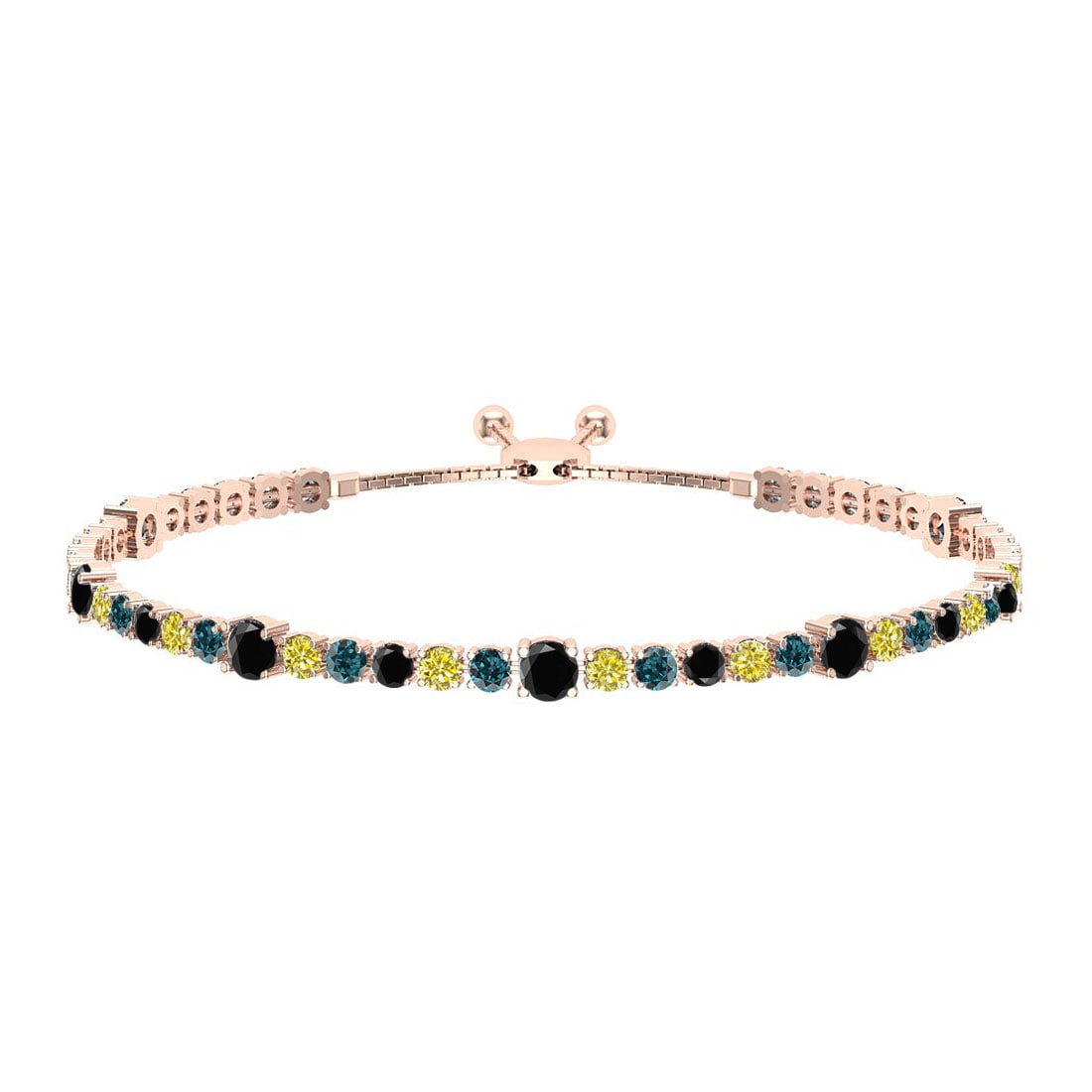 1.64 Ctw I2/I3 Multi Diamond14K Rose Gold Slide Bracelet