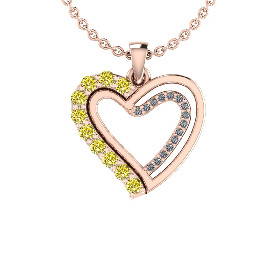 0.14 Ctw i2/i3 Treated fancy Yellow Diamond 14K Rose Gold Pendant Necklace
