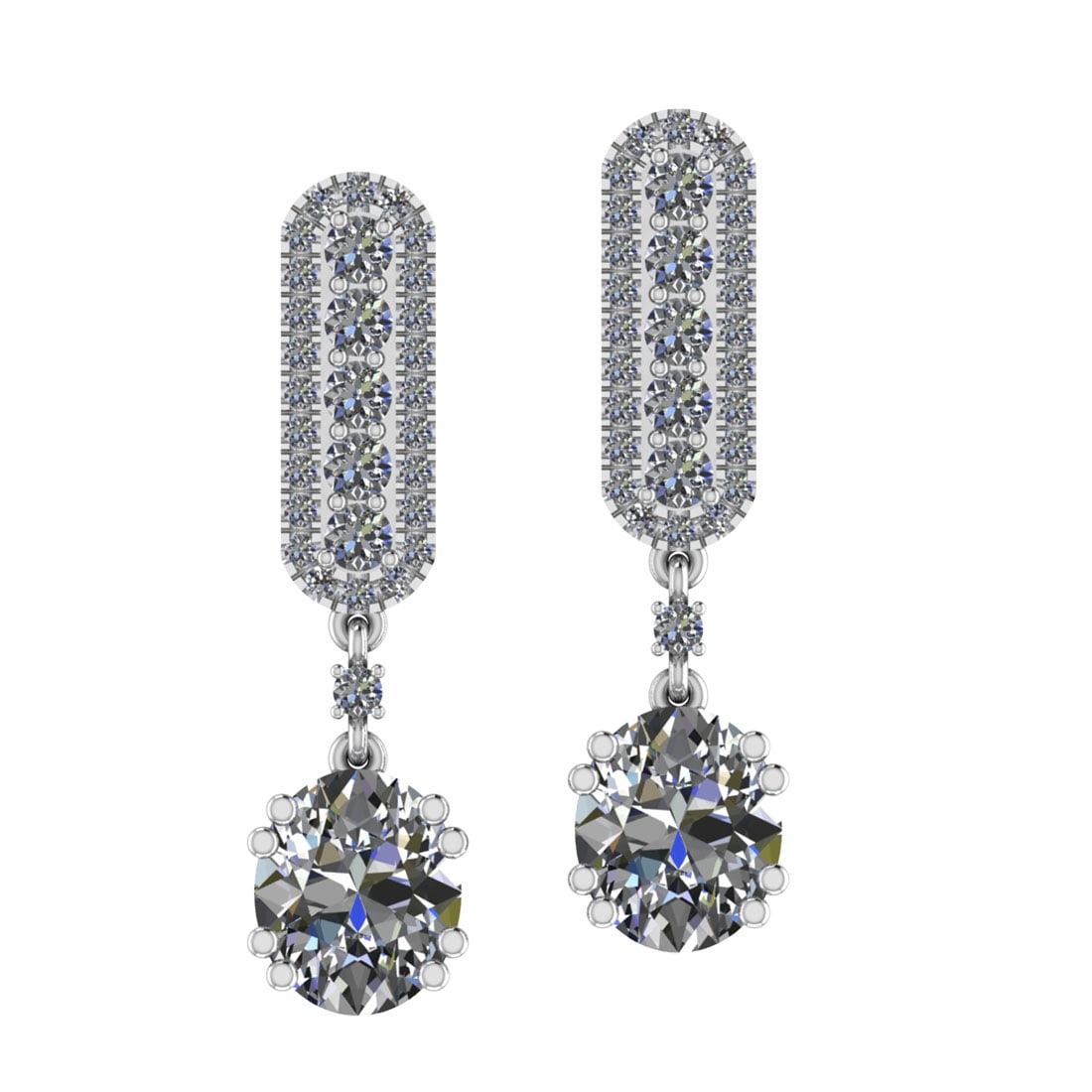 2.50 Ctw SI2/I1 Diamond Style Prong Set 14K White Gold Earrings
