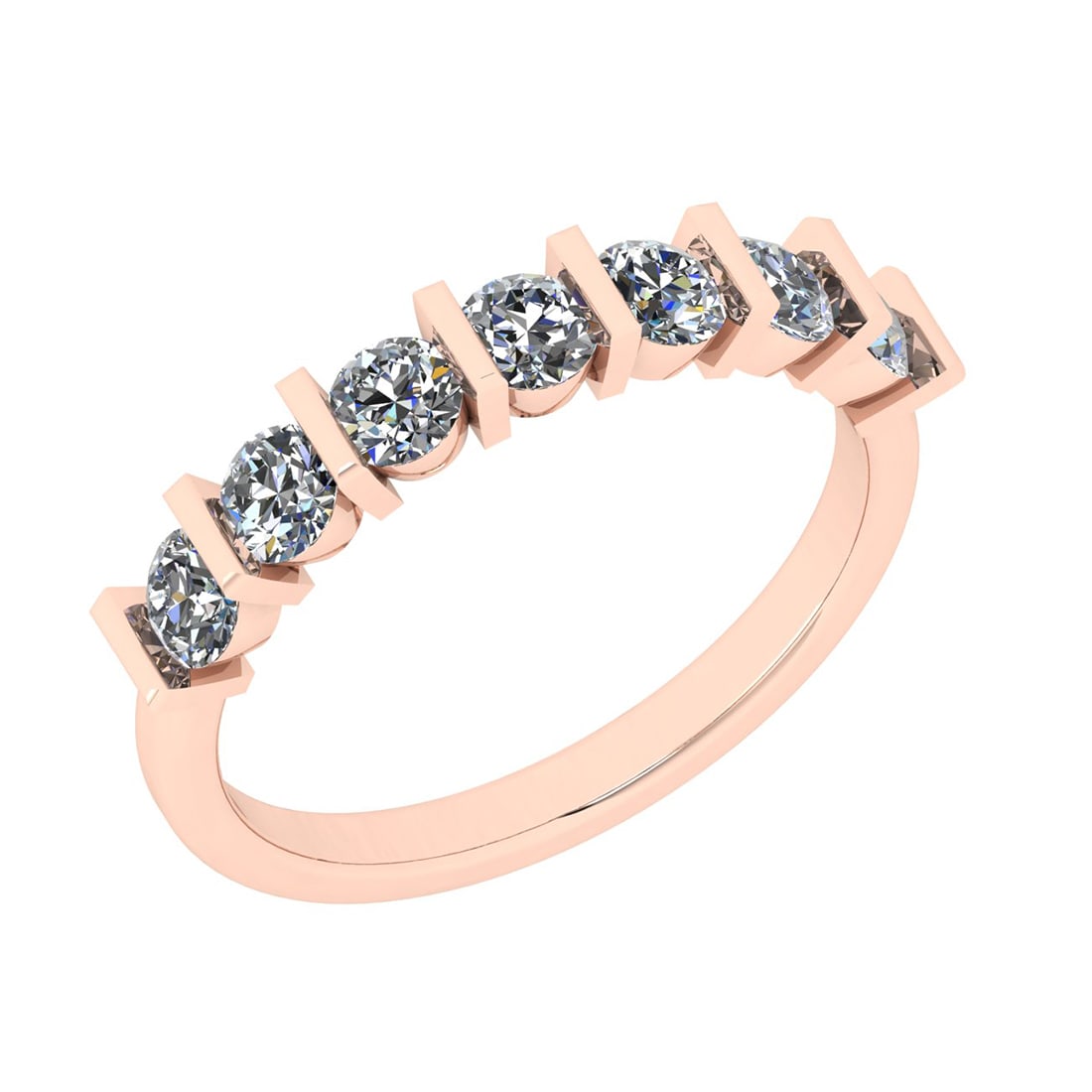 0.70 Ctw Diamond 14k Rose Gold Eternity Band Ring