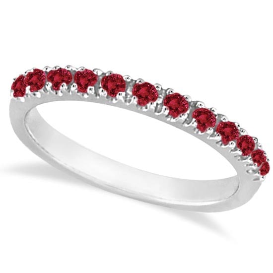 Ruby Stackable Ring Guard Band 14K White Gold 0.37ctw: CENTER STONE; Ruby CENTER STONE CLARITY; CENTER STONE COLOR; CENTER STONE SETTING; Prong SIDE STONE CLARITY; SIDE STONE COLOR; SIDE STONE SETTING; ctw OF SIDE STONE: SIDE STONE QUALITY; #PAPPS20699v3