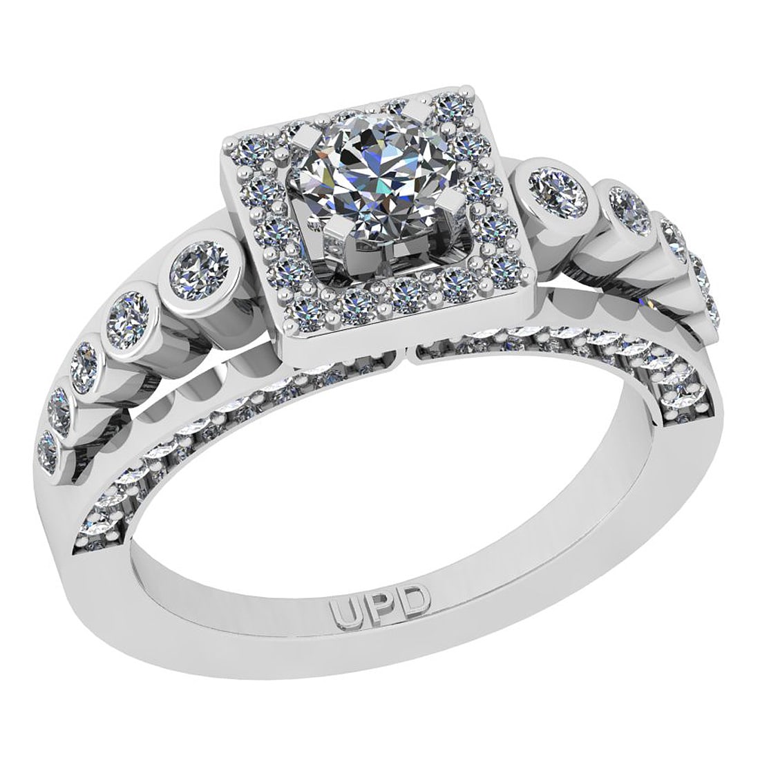 1.10 Ctw SI2/I1 Gia Certified Center Diamond 14K White Gold Ring