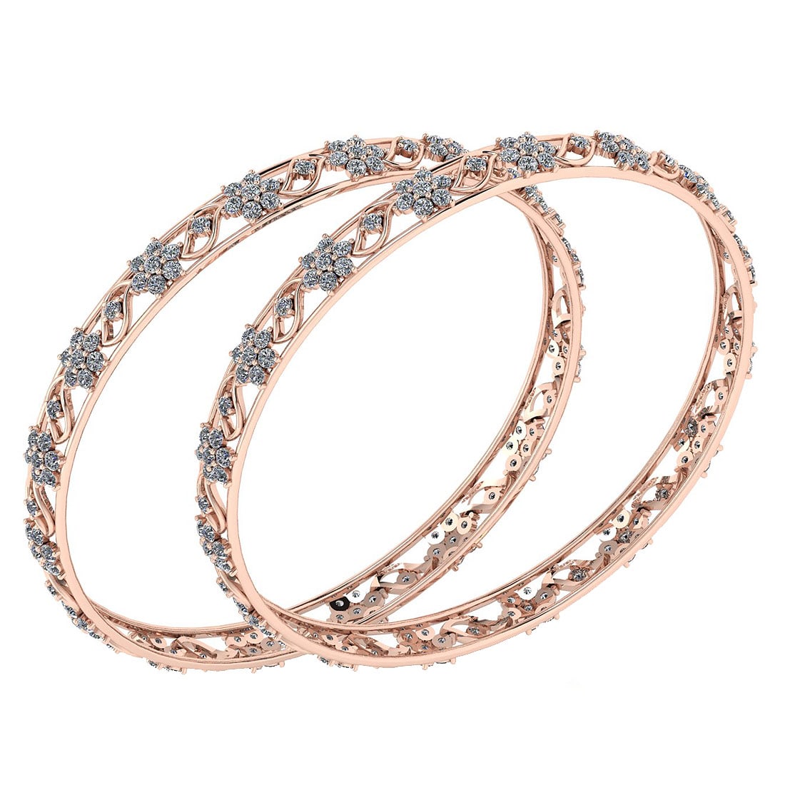 7.68 Ctw SI2/I1 Diamond 10K Rose Gold Bengals: Center Stone Weight : 7.68 Ctw (Round Cut ) Center Stone Color : J-K Stone Clarity : SI2/I1 Stone Setting : Prong Metal Weight : Approx 19.40 Gram Bengals s Size : 57 mm 2 24 Inches 10K Rose Gold Beng