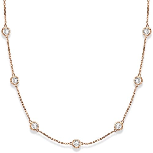 Station Bezel-Set Necklace in 14k Rose Gold (3.00ct)