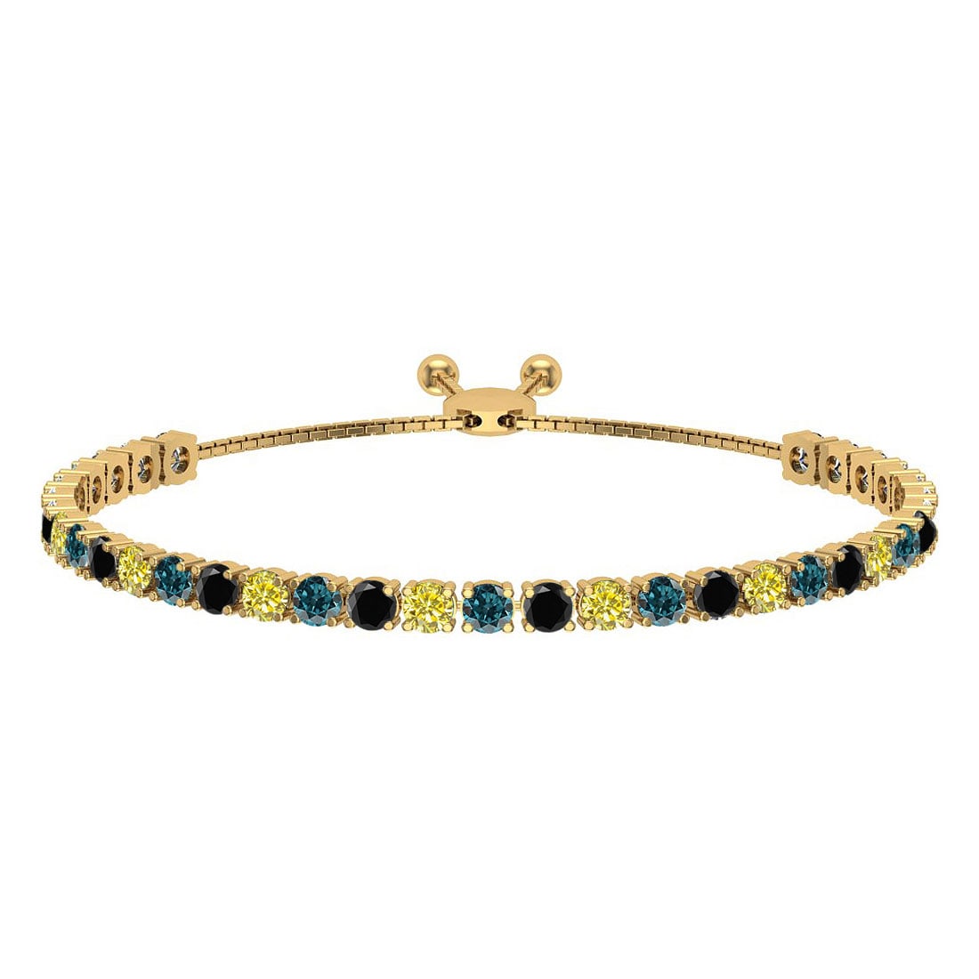1.66 Ctw I2/I3 Multi Diamond14K Yellow Gold Slide Bracelet