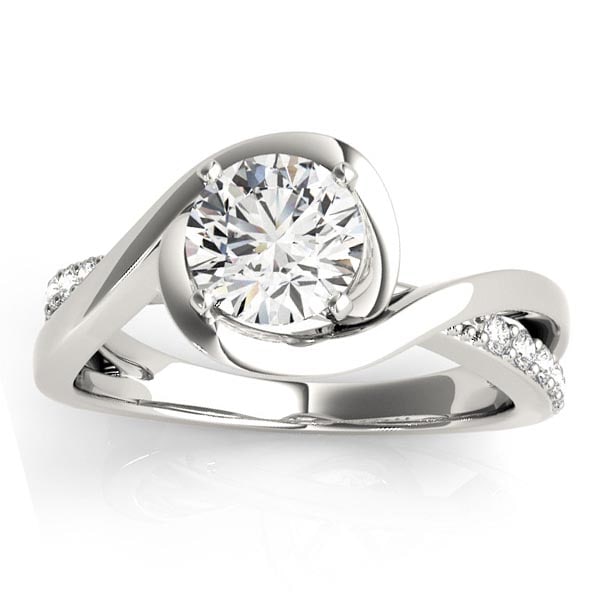 Diamond Bypass Engagement Ring Setting in 14k White Gold 1.13ctw: CENTER STONE; DIAMOND (1.00 CTW) CENTER STONE CLARITY; SI1-SI2 CENTER STONE COLOR; J-K CENTER STONE SETTING; SIDE STONE CLARITY; SI1-SI2 SIDE STONE COLOR; J-K SIDE STONE SETTING; Prong ctw OF SIDE STO