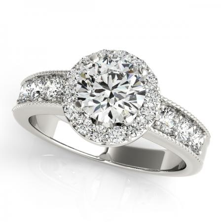 CERTIFIED PLATINUM 1.70 CTW J-K/VS-SI1 DIAMOND HALO ENGAGEMENT RING