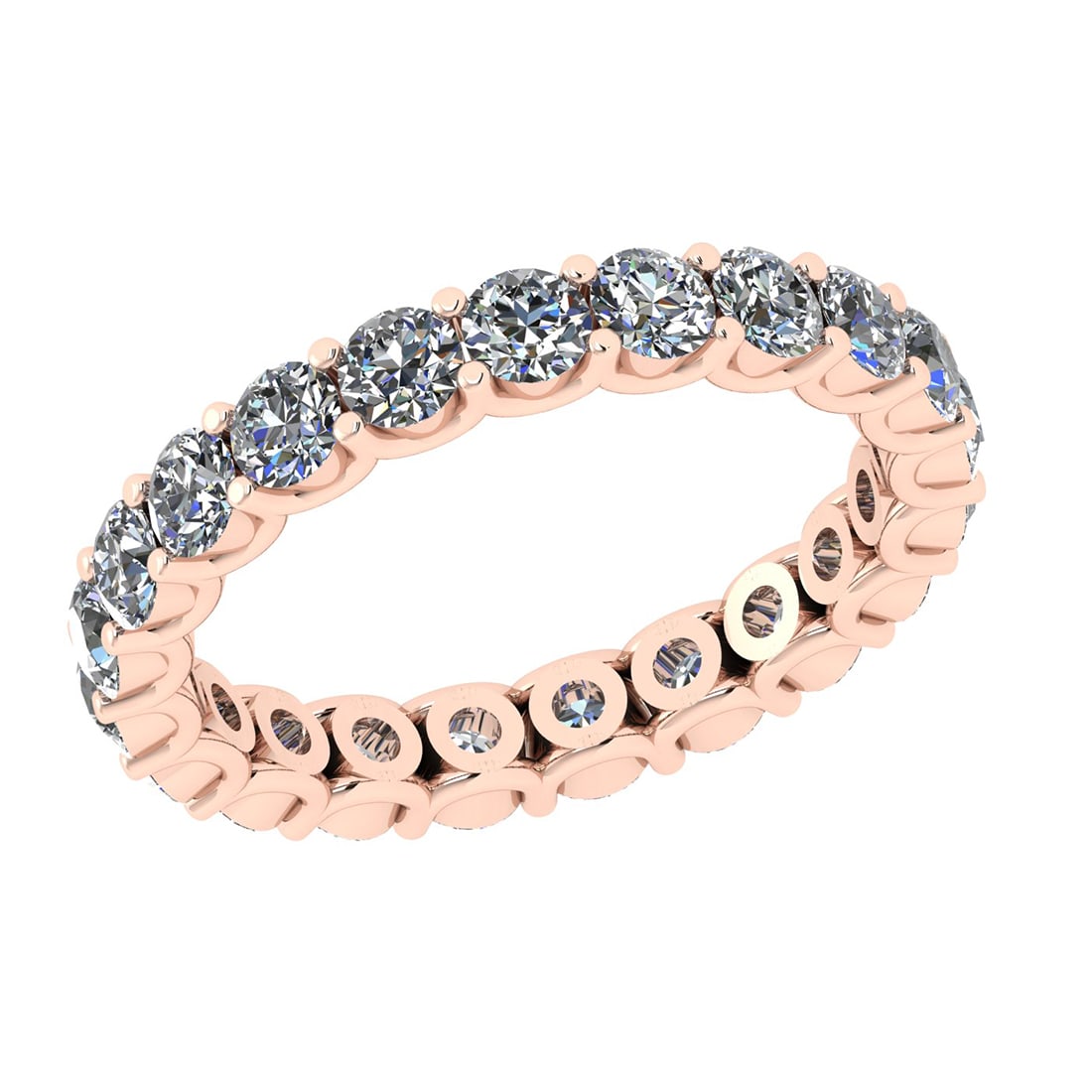 2.50 Ctw Diamond 14k Rose Gold Eternity Band Ring: Center Diamond Weight : 2.50 Ctw (Round Cut ) Center Diamond Color : J-K Stone Setting : Prong Center Stone Clarity : SI2/I1 Metal Weight : Approx 3.00 Gram 14k Rose Gold Eternity Band Ring Current Ri