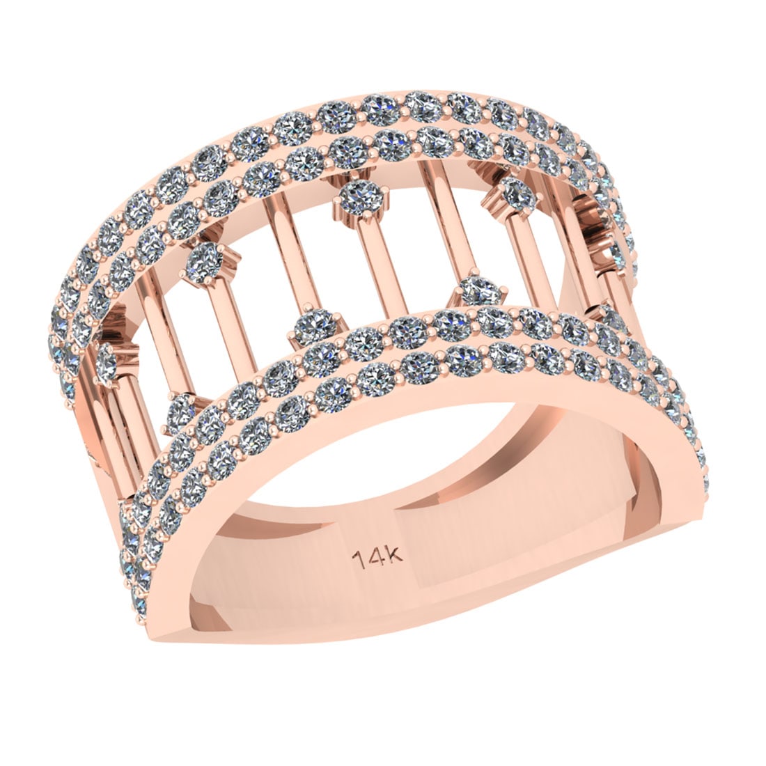 1.16 Ctw SI2/I1 Diamond 14K Rose Gold Bridal Wedding Band Ring: Total Diamond Weight : 1.16 Ctw (Round Cut) Color : J-K Setting : Prong Stone Clarity : SI2/I1 Metal Weight : Approx 6.50 Gram 14K Rose Gold Bridal Wedding Band Ring Current Ring Size is-6 #PAPPS91464
