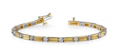 14KT TWO TONE GOLD 1.25 CTW G-H SI2/SI3 MEMENTO SINGLE DIAMOND AND LINK BRA
