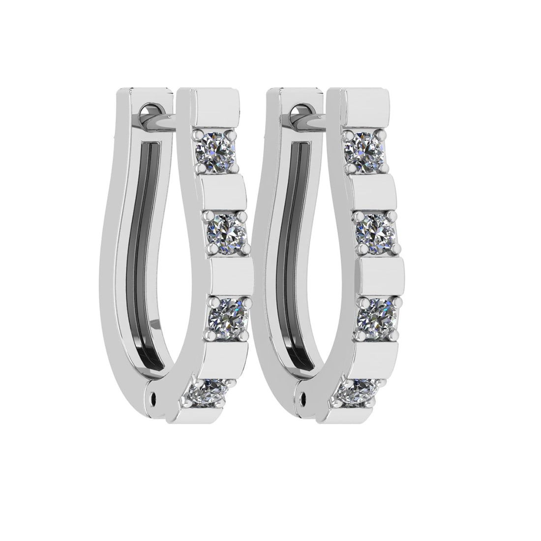 0.20 Ctw Diamond 14k White Gold Hoop Earrings