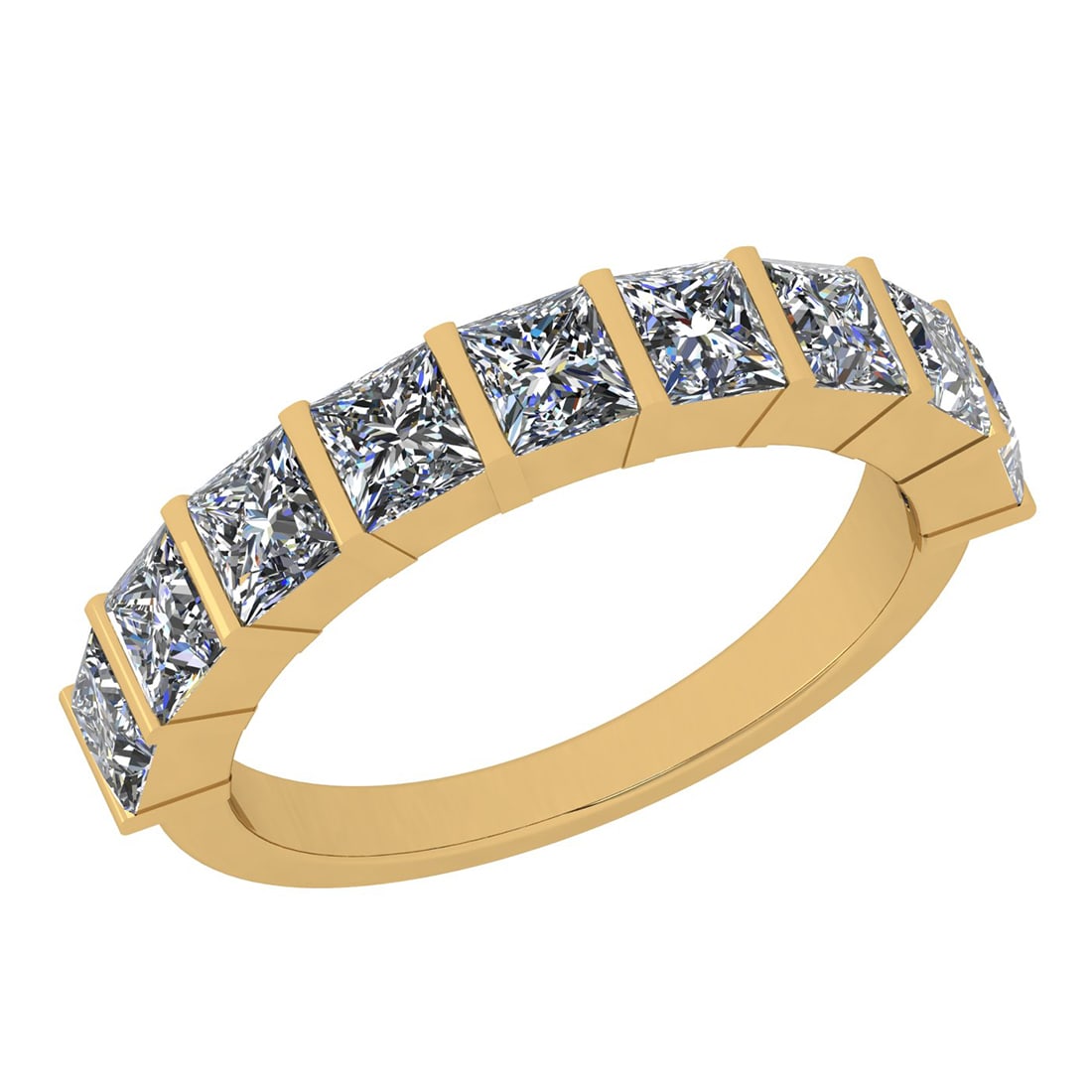 0.90 Ctw Diamond 14k Yellow Gold Eternity Band Ring: Center Diamond Weight : 0.90 Ctw (Princess Cut ) Center Diamond Color : J-K Stone Setting : Prong Center Stone Clarity : SI2/I1 Metal Weight : Approx 2.90 Gram 14k Yellow Gold Eternity Band Ring Curre