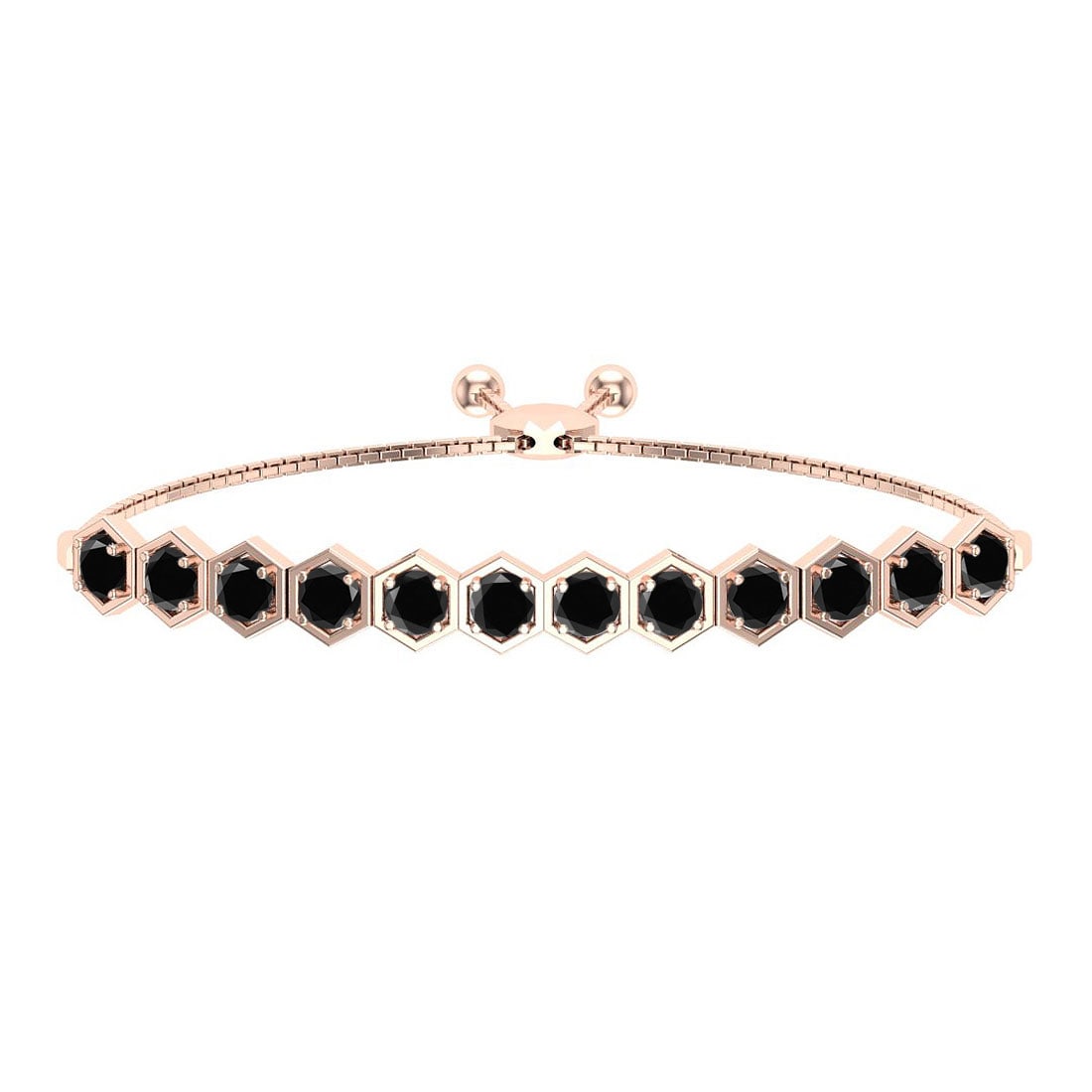 1.23 Ctw i2/i3 Treated Fancy Black Diamond 14K Rose Gold Slide Bracelet: Center Diamond Weight : 1.23 Ctw (Round Cut) Center Diamond Color :- Treated Fancy Black Diamond Center Clarity : I2/I3 Stone Setting : Prong Metal Weight : Approx 6.70 Gram 14K Rose Gold Slide Bracel