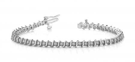 14KT WHITE GOLD 1 CTW G-H SI2/SI3 CLASSIC ILLUSION S DIAMOND TENNIS BRACELE