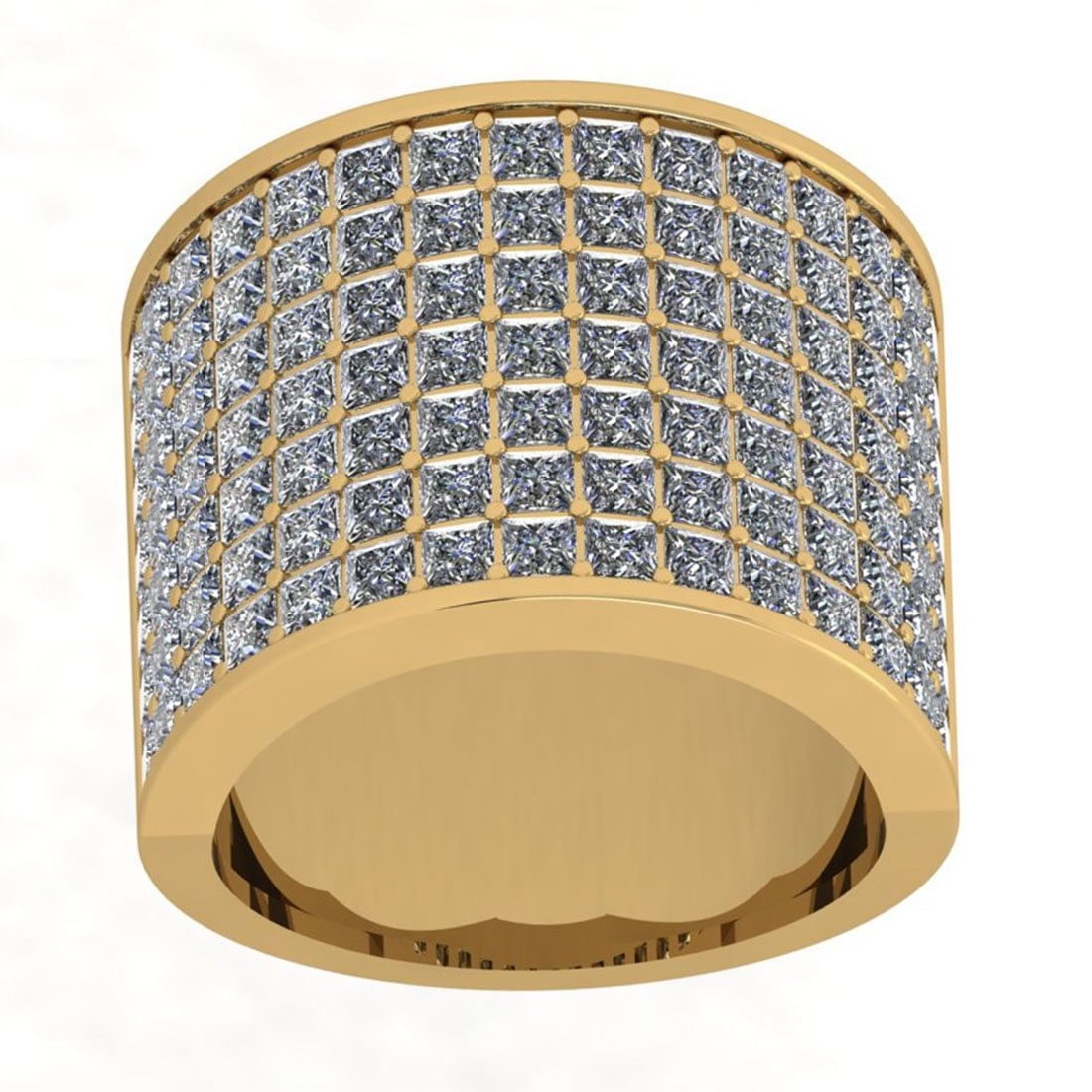 6.30 Ctw SI2/I1 Diamond Style Channel Set 14K Yellow Gold Groom Wedding Rin