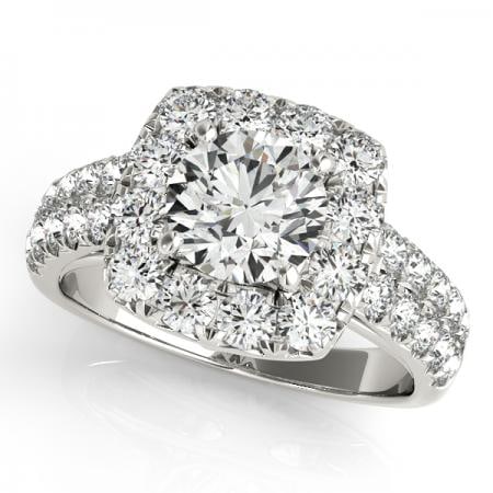 CERTIFIED PLATINUM 1.48 CTW J-K/VS-SI1 DIAMOND HALO ENGAGEMENT RING
