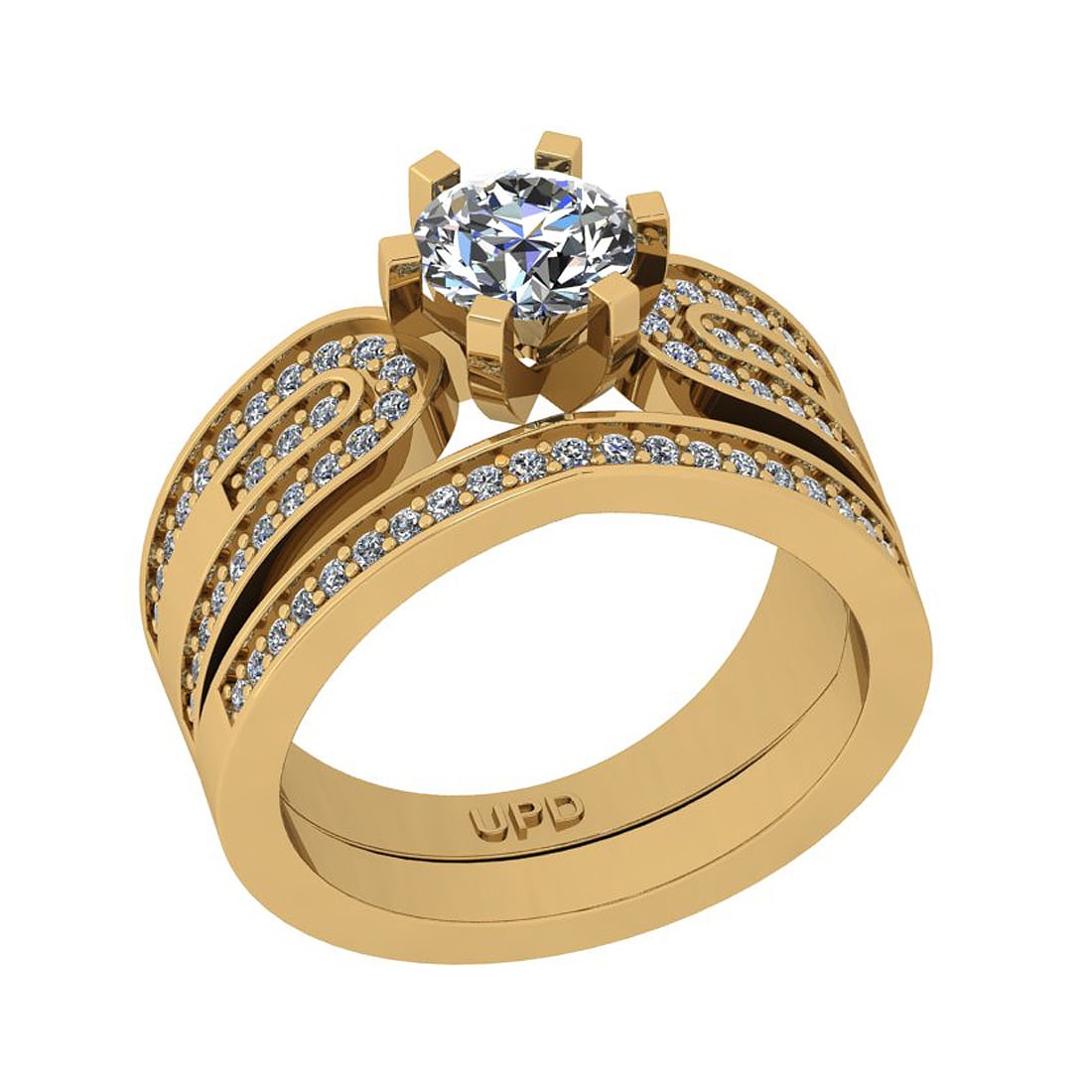 1.41 Ctw SI2/I1 Gia Certified Center Diamond 14K Yellow Gold Bridal Style W