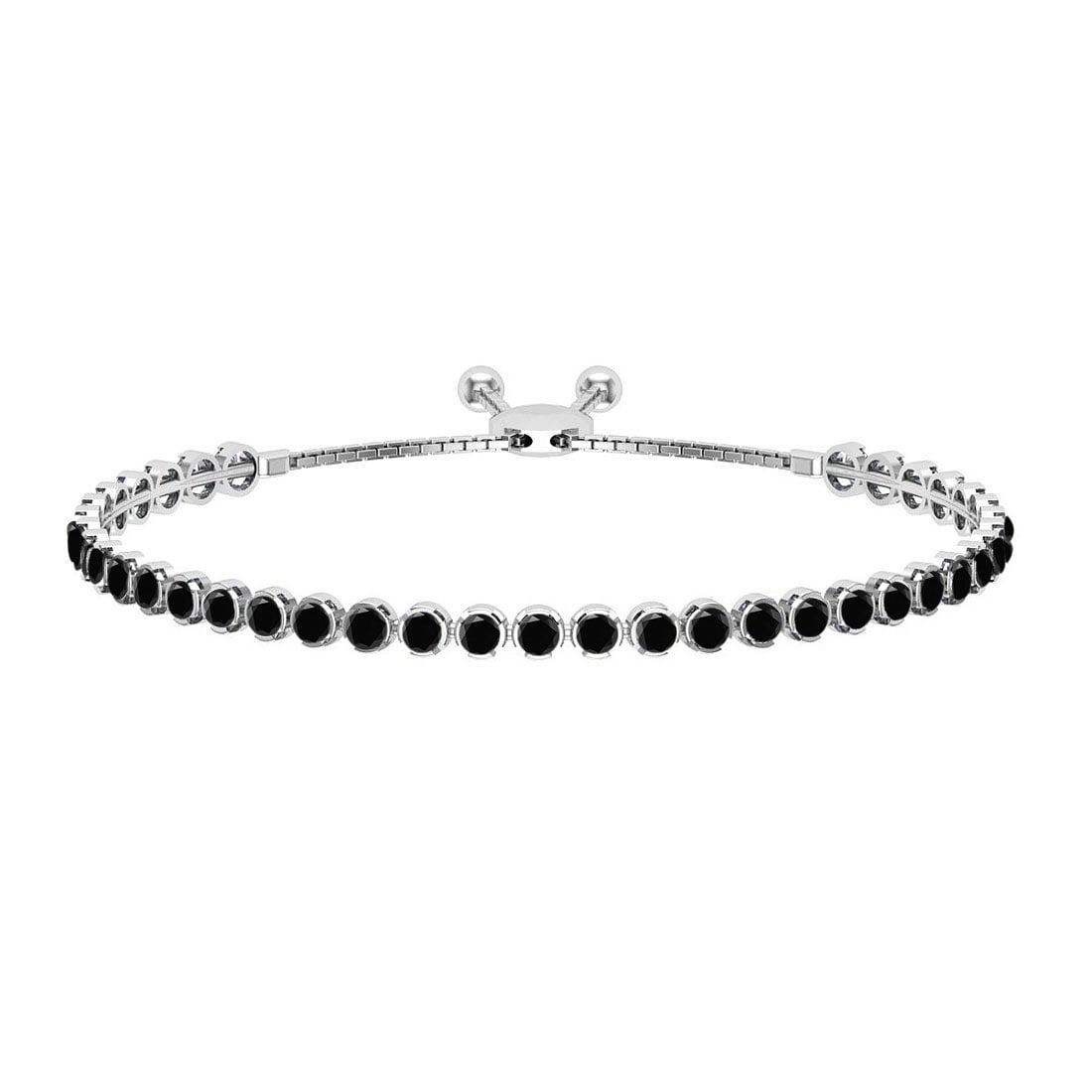 1.12 Ctw i2/i3 Treated Fancy Black Diamond Crown Set 14K White Gold Slide B