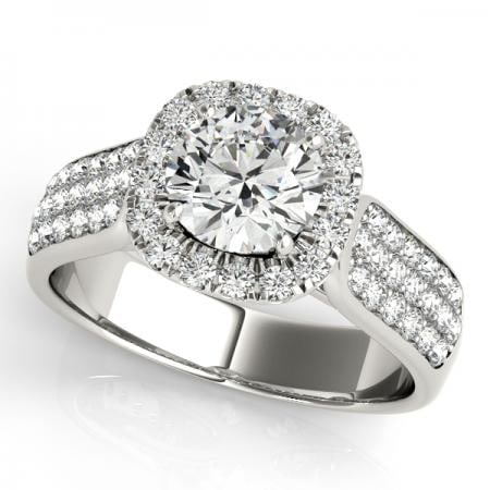 CERTIFIED PLATINUM 1.40 CTW J-K/VS-SI1 DIAMOND HALO ENGAGEMENT RING