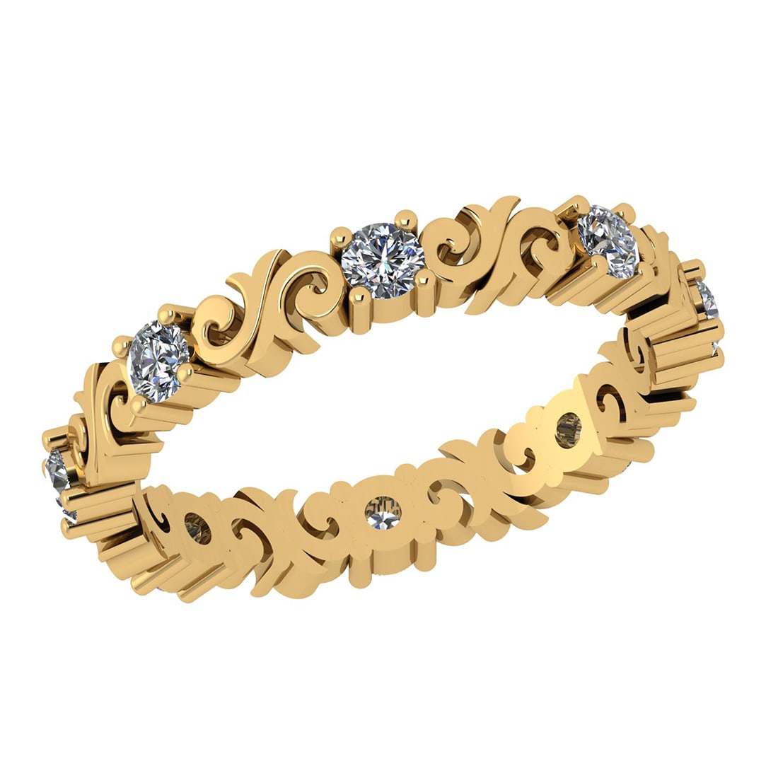 0.40 Ctw Diamond 14k Yellow Gold Filigree Band Ring: Center Diamond Weight : 0.40 Ctw (Round Cut ) Center Diamond Color : J-K Stone Setting : Prong Center Stone Clarity : SI2/I1 Metal Weight : Approx 2.90 Gram 14k Yellow Gold Filigree Band Ring Current 