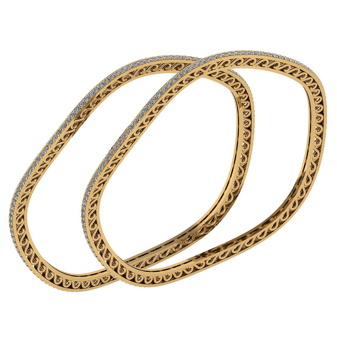 3.47 Ctw SI2/I1 Diamond 10K Yellow Gold Bengals