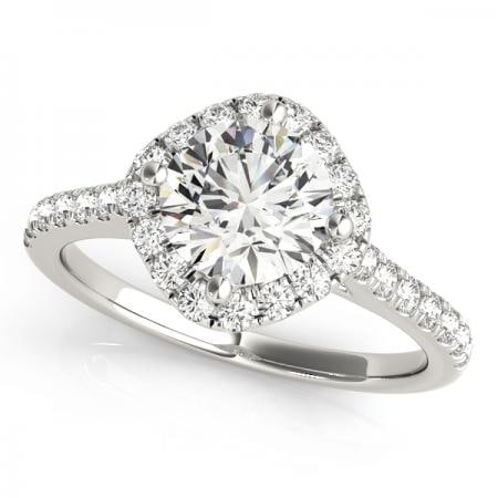 CERTIFIED PLATINUM 1.55 CTW J-K/VS-SI1 DIAMOND HALO ENGAGEMENT RING