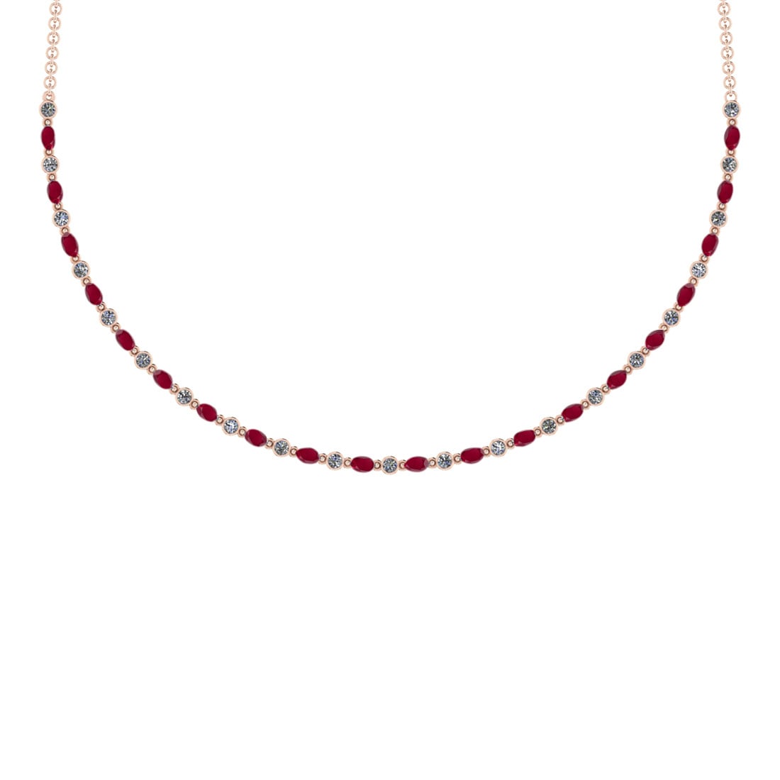 7.10 Ctw SI2/I1 Ruby And Diamond 14K Rose Gold Necklace
