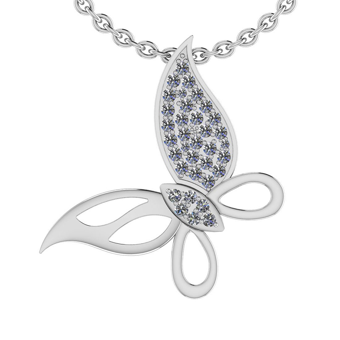 0.85 Ctw SI2/I1 Diamond 14K White Gold Necklace