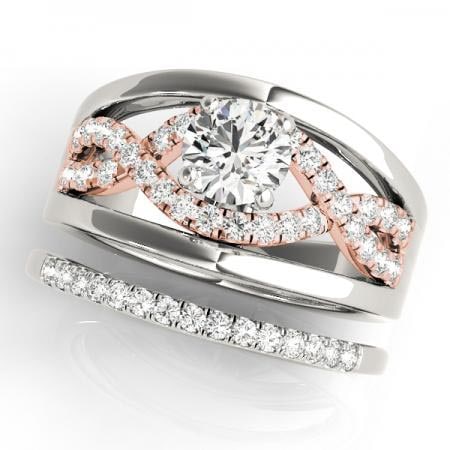 CERTIFIED 18KT TWO TONE GOLD 1.00 CTW J-K/VS-SI1 DIAMOND BRIDAL SET