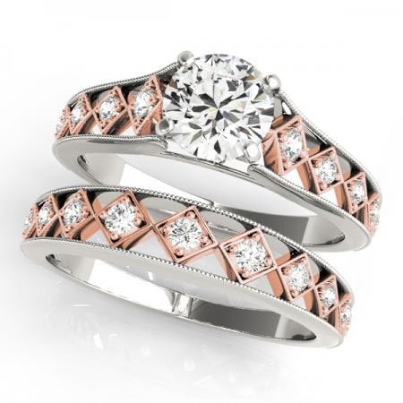 CERTIFIED 18KT TWO TONE GOLD 1.24 CTW J-K/VS-SI1 DIAMOND BRIDAL SET