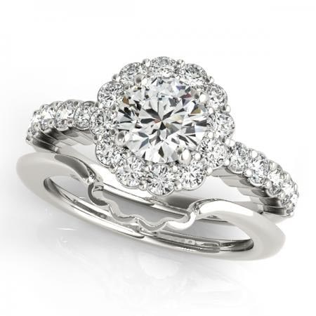 CERTIFIED 14KT WHITE GOLD 1.61 CTW J-K/VS-SI1 DIAMOND HALO BRIDAL SET (1 of 1)
