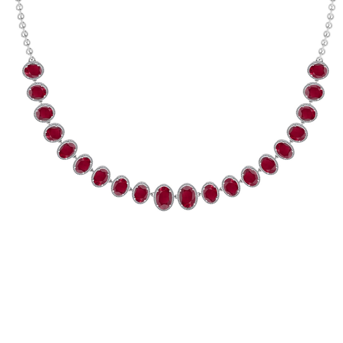 44.40 Ctw VS/SI1 Ruby And Diamond 14K White Gold Girls Fashion Necklace (AL