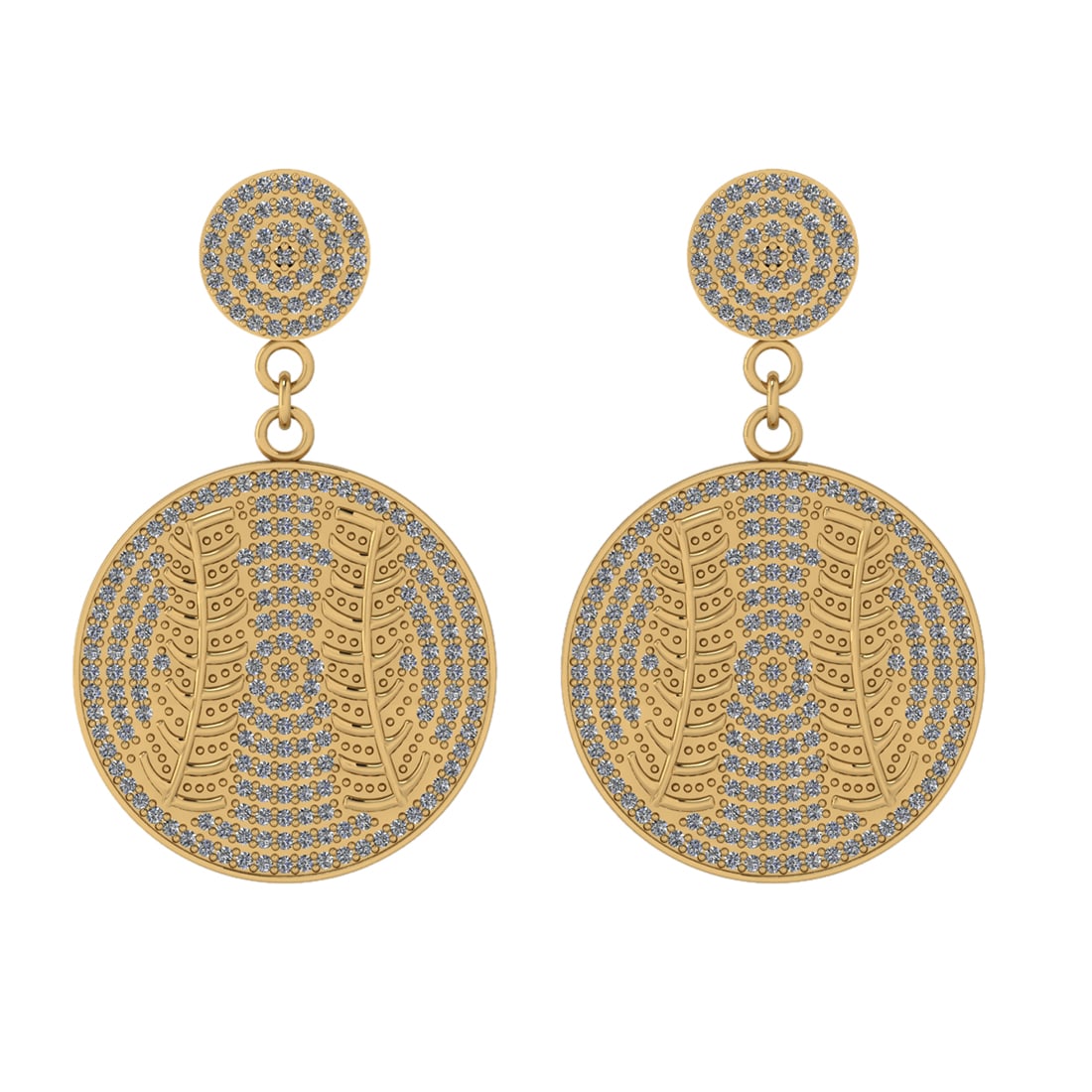 2.07 Ctw SI2/I1 Diamond Style 14K Yellow Gold Baseball theme Earrings