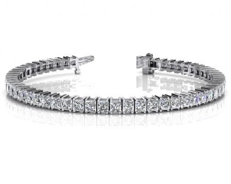 14K WHITE GOLD 4 CTW G-H SI2/SI3 PRINCESS CUT DIAMOND STRAND TENNIS BRACELE: 14K WHITE GOLD 4 CTW G-H SI2/SI3 PRINCESS CUT DIAMOND STRAND TENNIS BRACELET #PAPPS20050v5