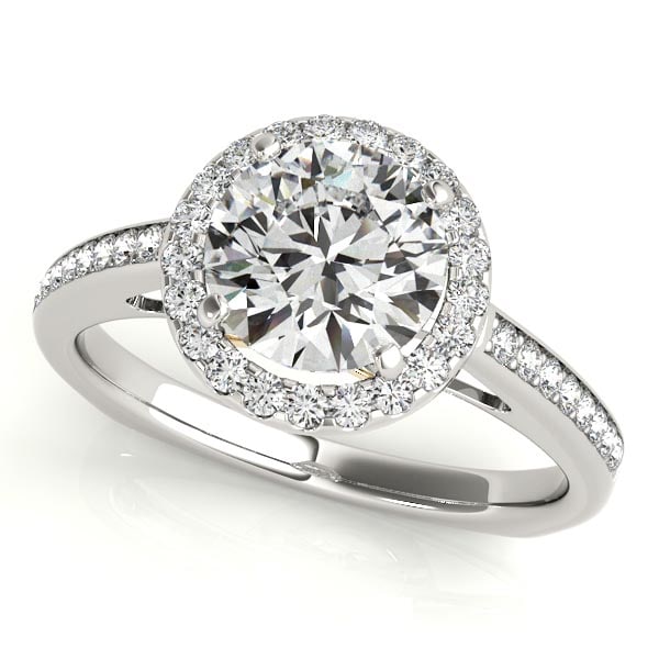 CERTIFIED TWO TONE GOLD 1.16 CTW J-K/VS-SI1 DIAMOND HALO ENGAGEMENT RING