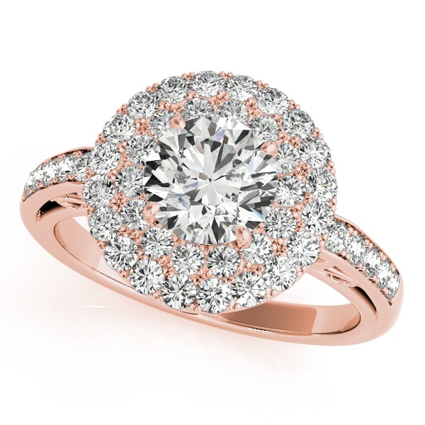 CERTIFIED 18K ROSE GOLD 1.53 CTW J-K/VS-SI1 DIAMOND HALO ENGAGEMENT RING