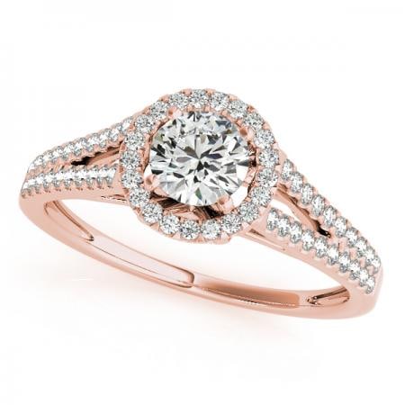 CERTIFIED 18K ROSE GOLD 1.11 CTW J-K/VS-SI1 DIAMOND HALO ENGAGEMENT RING