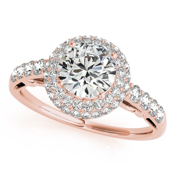 CERTIFIED 18K ROSE GOLD 1.17 CTW J-K/VS-SI1 DIAMOND HALO ENGAGEMENT RING