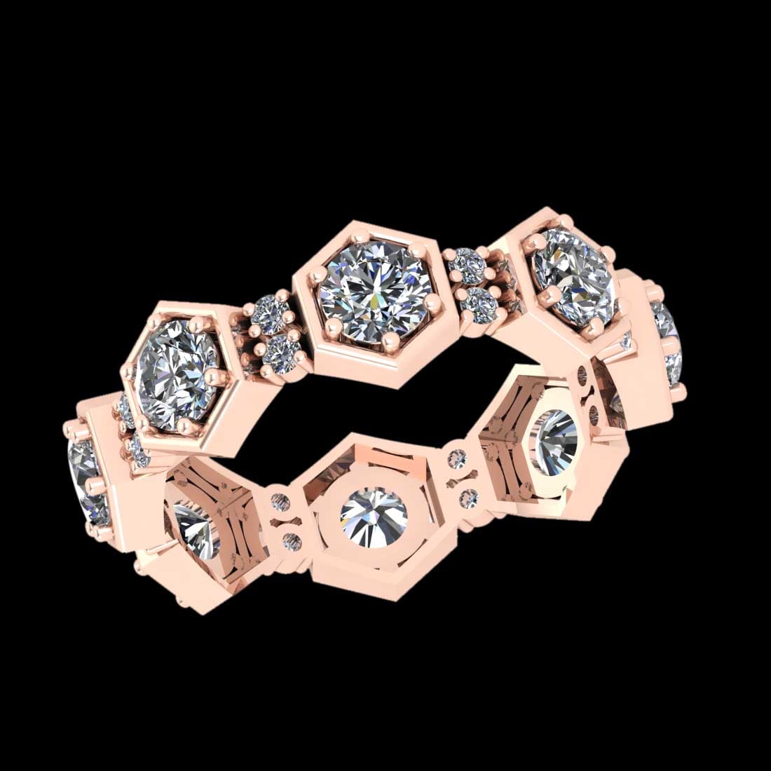 2.22 Ctw SI2/I1 Diamond 18K Rose Gold Eternity Ring