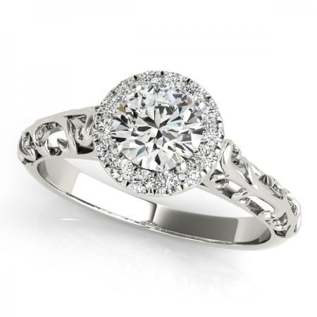 CERTIFIED PLATINUM 1.11 CTW J-K/VS-SI1 DIAMOND HALO ENGAGEMENT RING
