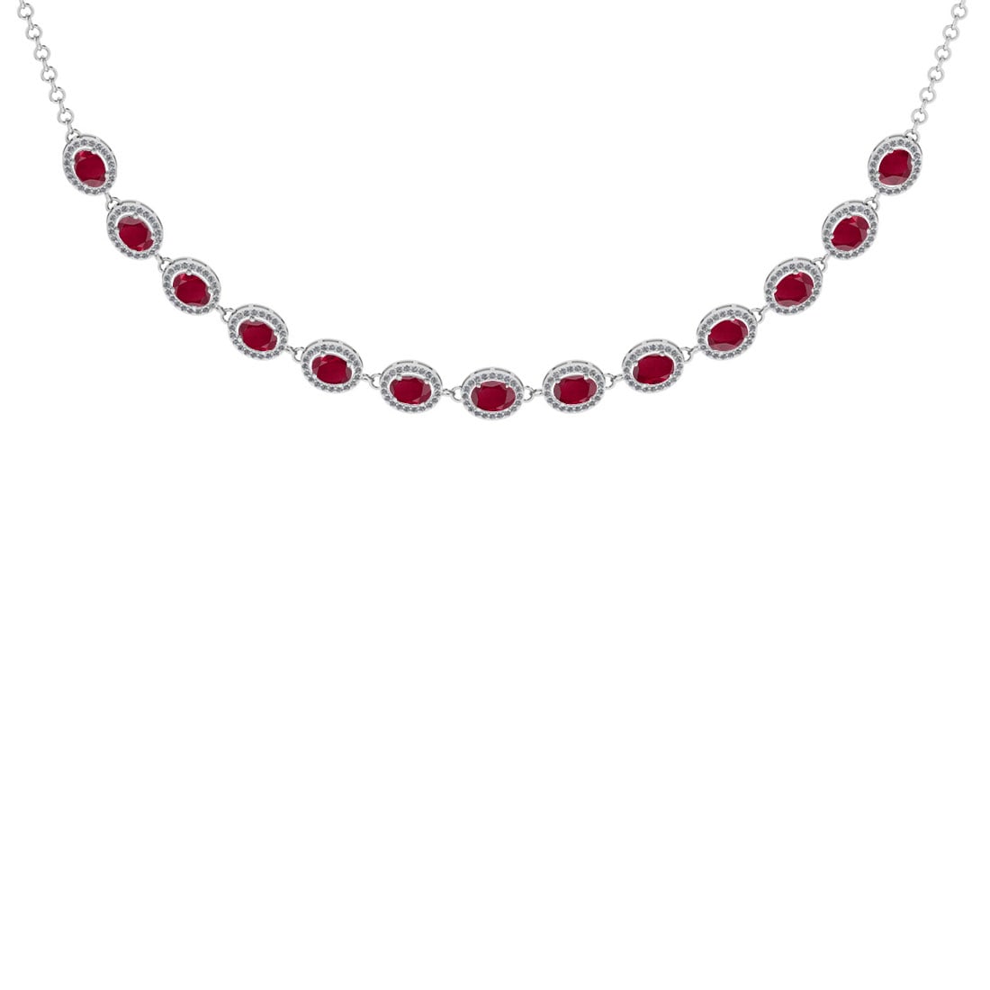 11.30 Ctw VS/SI1 Ruby And Diamond 14K White Gold Girls Fashion Necklace (AL